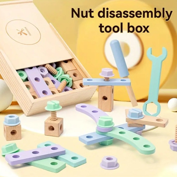 Wooden Nut Disassembly Tool Box - Multicolor - Picture 1 of 5